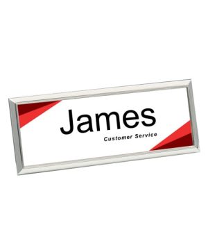 Straight Rectangle Badge - Small Silver