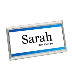 Straight Rectangle Badge - Large Silver