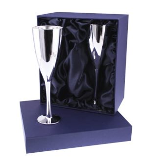 Silver Plated Champagne Flute - Pair